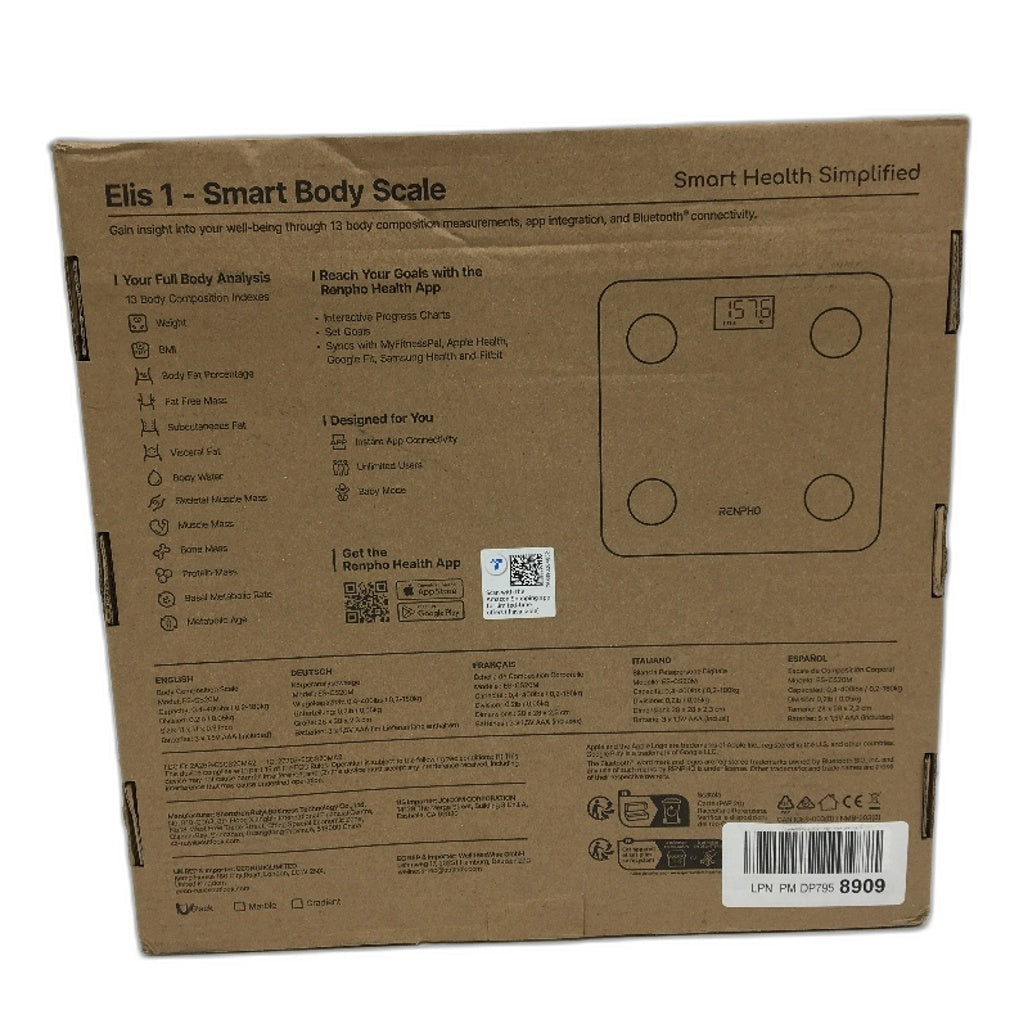 Renpho Elis 1 Smart Body Composition Scale Monitor BT and App Connectivity NEW