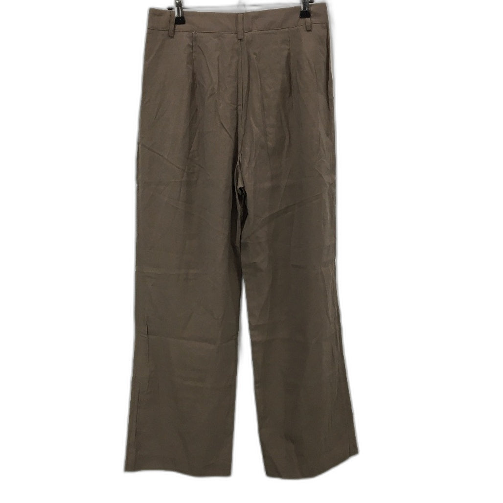 Subtitled Brown Wide Leg Pleated Front Lightweight Casual Pant Ladies Size M NEW