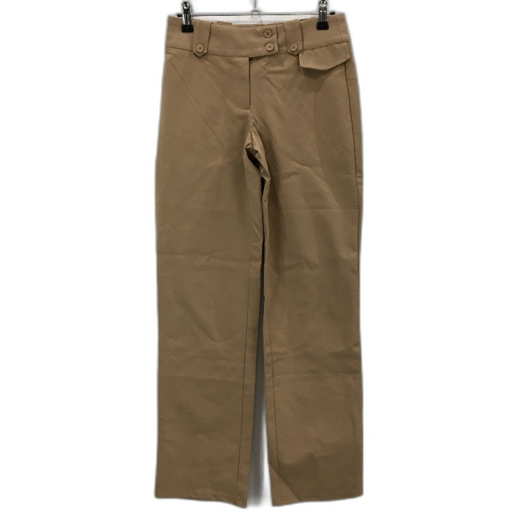 Neon Hart Khaki Tan Double Button Waist Mid Rise Straight Pants Ladies Sz XS NEW