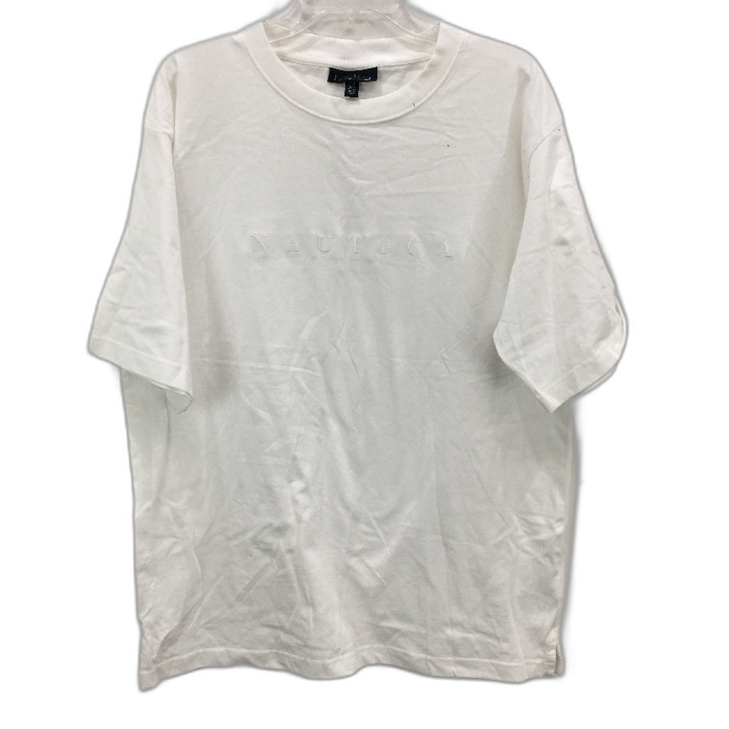Nautica White 100% Cotton Embroidered Logo Classic Style T-Shirt Mens Size M NEW