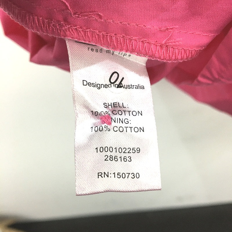 Subtitled Pink Cotton Piper Puff Sleeve Backless Mini Dress Ladies Size XL NEW