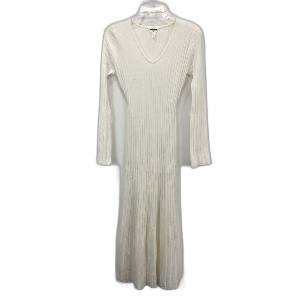 Subtitled White Sophie Long Sleeve Rib Knit Stretch Dress Ladies Size M NEW