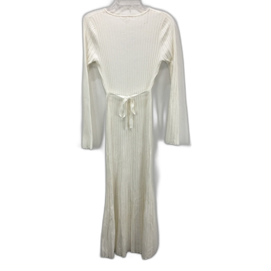 Subtitled White Sophie Long Sleeve Rib Knit Stretch Dress Ladies Size M NEW