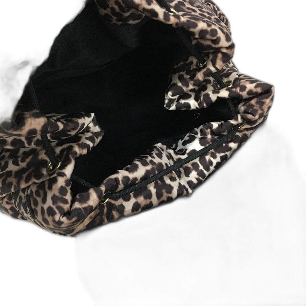 Target Large Lepard Print Puffer Style Drawstring Nappy Everday Backpack NEW