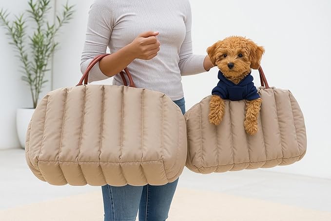 The Brave Soul Small Dog Car Seat Transformable Bag Almond Brown Sz Medium NEW