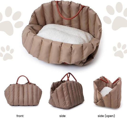 The Brave Soul Small Dog Car Seat Transformable Bag Almond Brown Sz Medium NEW