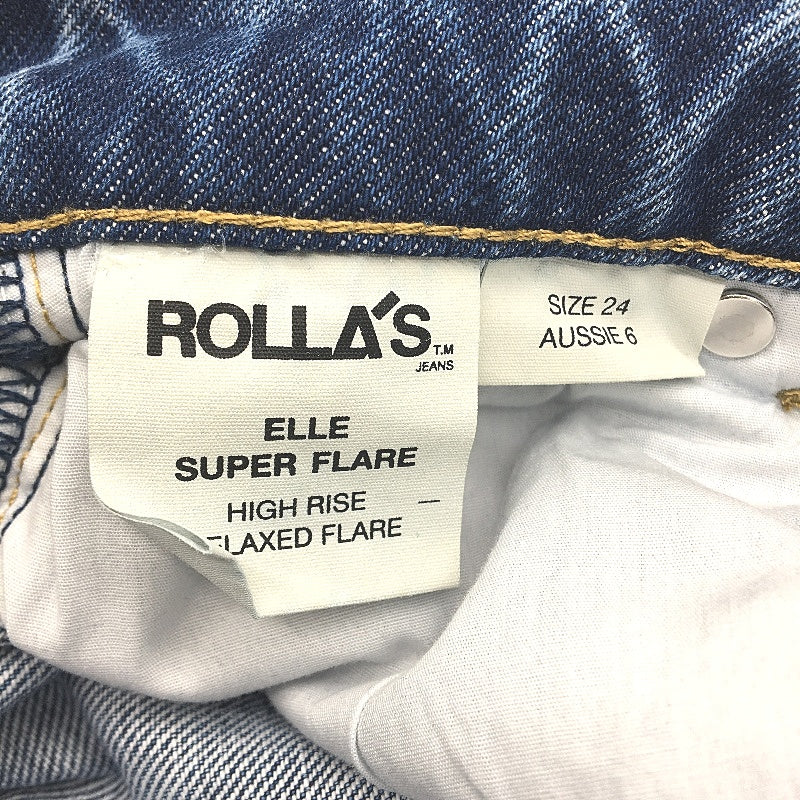 Rollas Elle Super Relaxed Flare High Rise Blue Jeans Ladies Size 24 / AU 6 NEW