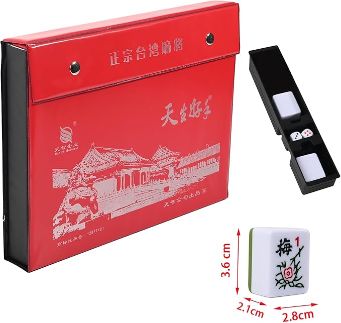 144 Piece Large 36mm Portable Chinese Mahjong Board Game Tile Set NEW