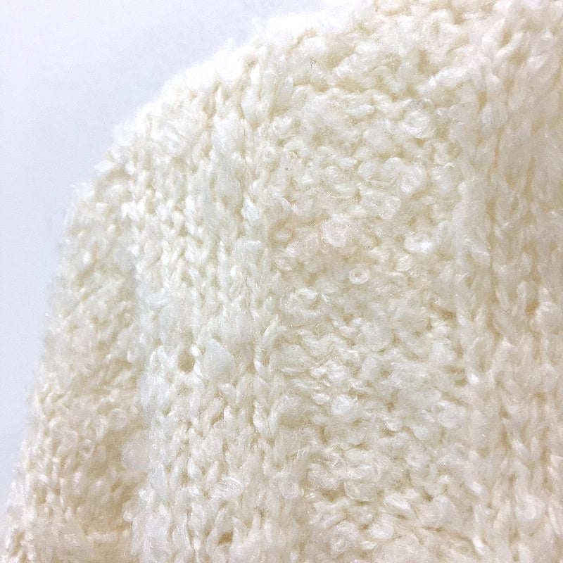 Subtitled Meg Boucle Cropped Knit Collared Cream Sweater Ladies Size Small NEW