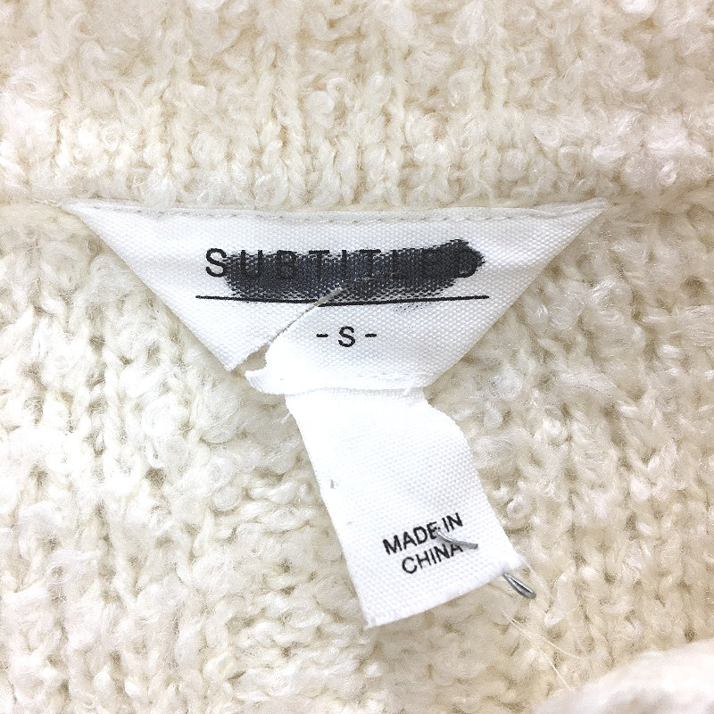 Subtitled Meg Boucle Cropped Knit Collared Cream Sweater Ladies Size Small NEW