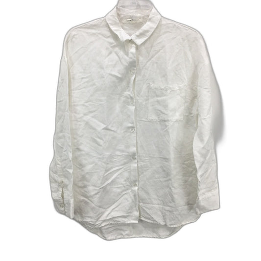 Subtitled Button Up Linen Viscose Blend White Blouse Ladies Size XS NEW