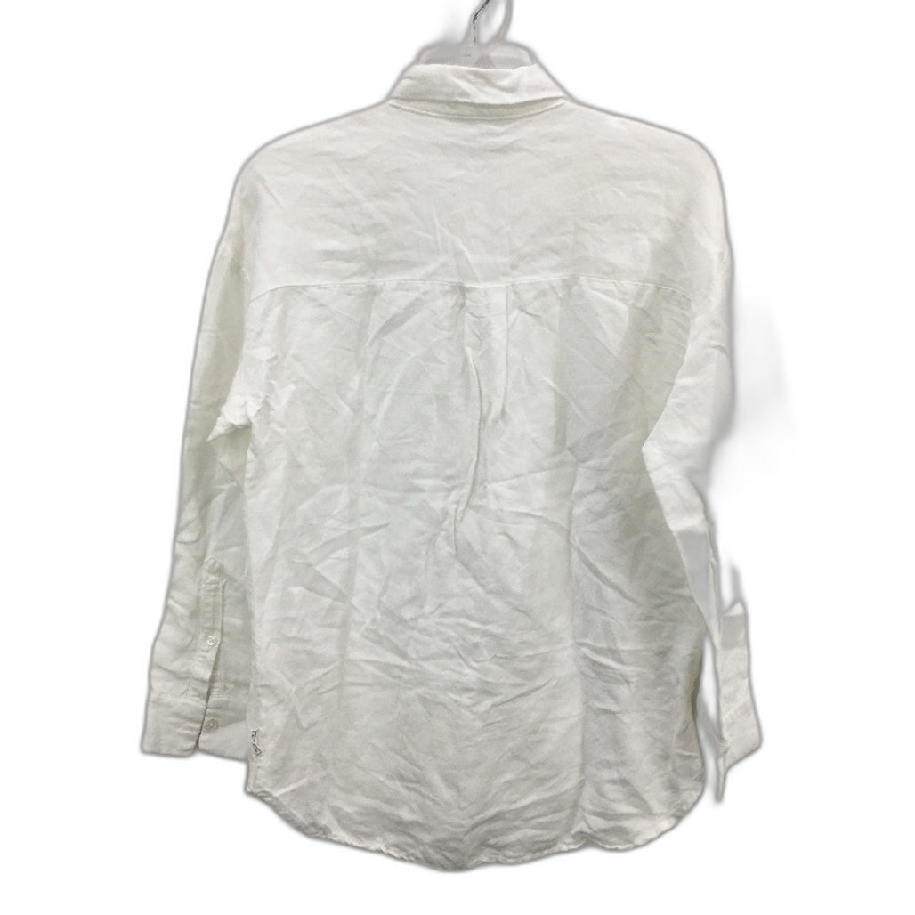 Subtitled Button Up Linen Viscose Blend White Blouse Ladies Size XS NEW