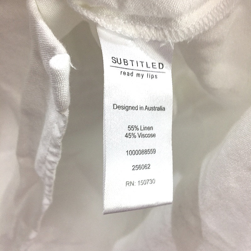 Subtitled Button Up Linen Viscose Blend White Blouse Ladies Size XS NEW
