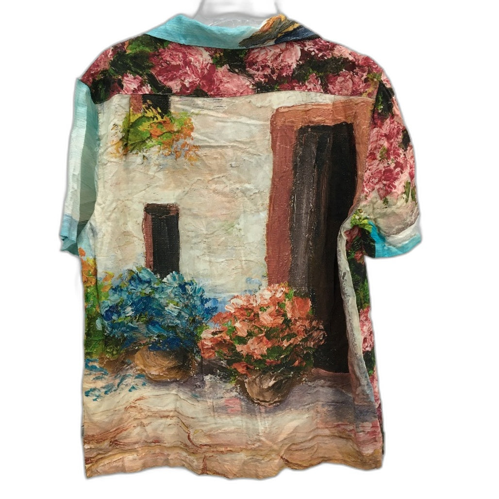 Arvust Positano Oil Painting Print Short Sleeve Resort Shirt Mens Sz Medium NEW