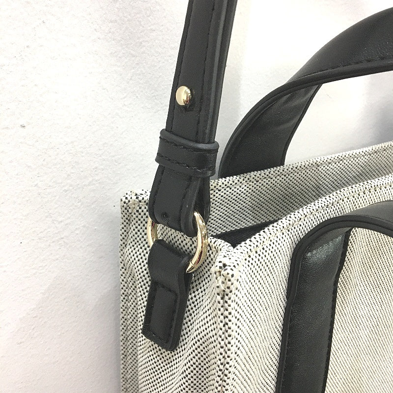 Target Sample White With Black Faux Leather Mini Tote With Shoulder Strap NEW