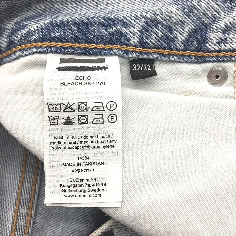 Dr Denim Ech Bleach Sky Blue Denim Straight High Jeans Ladies Size 14 32/32 NEW