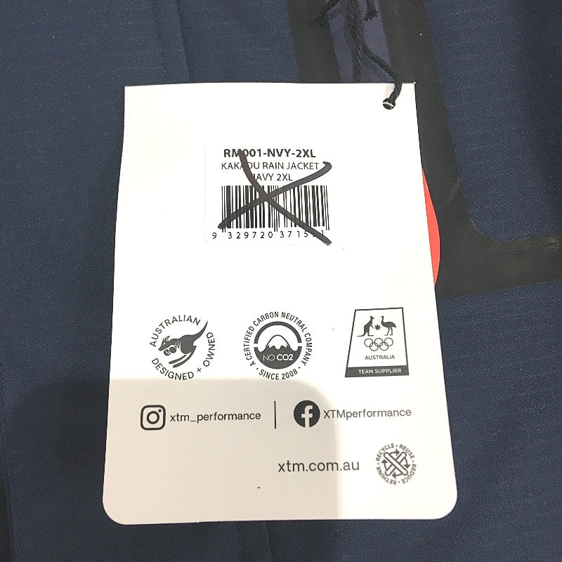 XTM Navy Kakadu Seam Sealed Waterproof Rain Jacket Hooded Coat Mens Size 2XL NEW