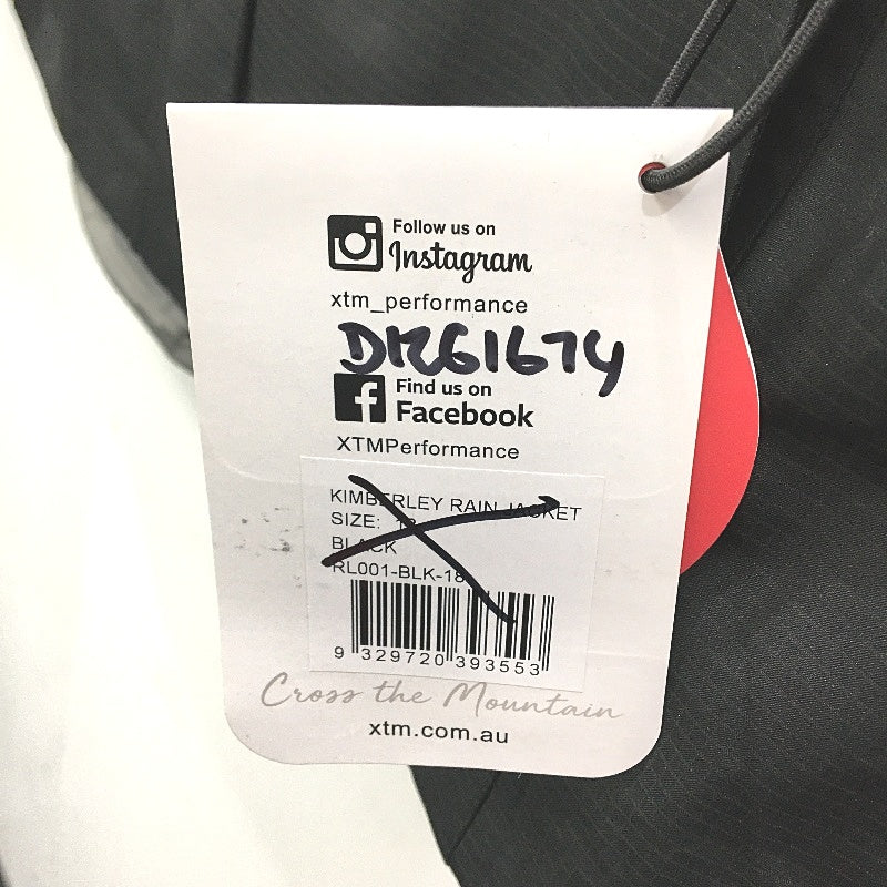 XTM Black Kimberley Seam Sealed Waterproof Hooded Rain Jacket Ladies Size 18 NEW