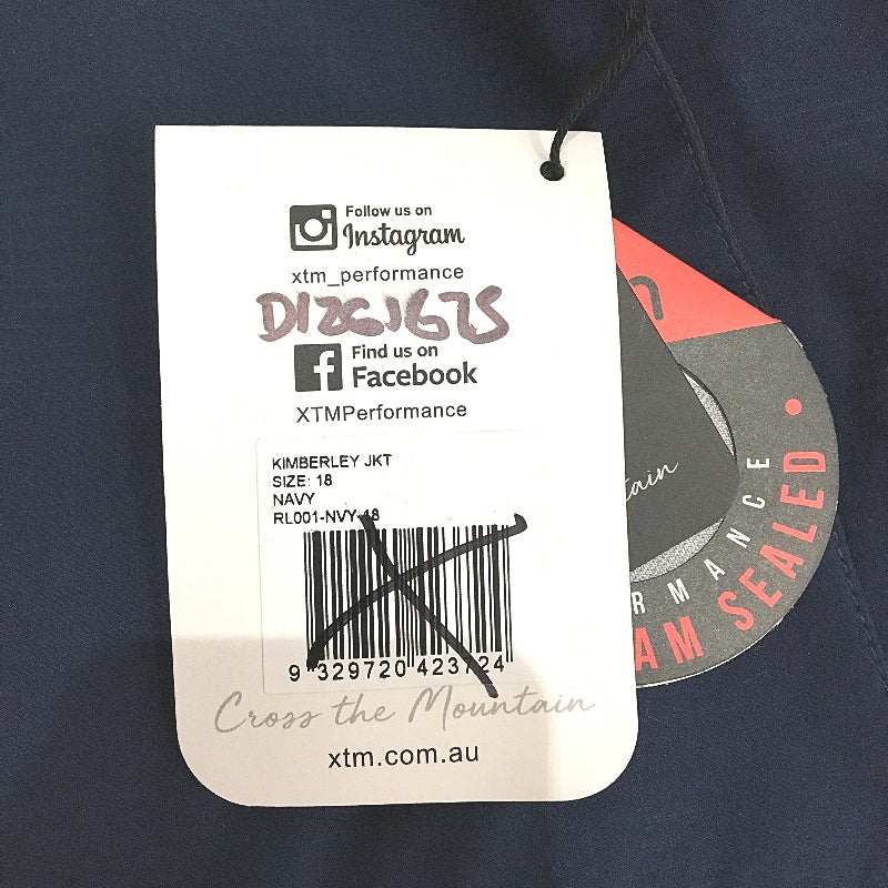 XTM Navy Kimberley Seam Sealed Waterproof Hooded Rain Jacket Ladies Size 18 NEW