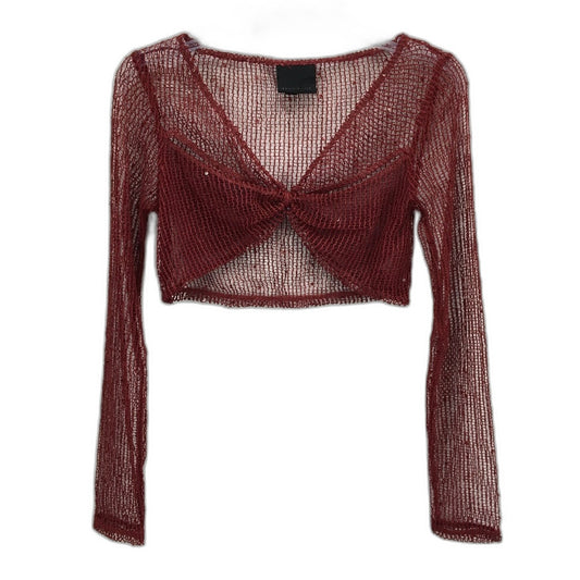 Alice in the eve Emery Shimmer Mesh Long Sleeve Red Top Ladies Size XS NEW