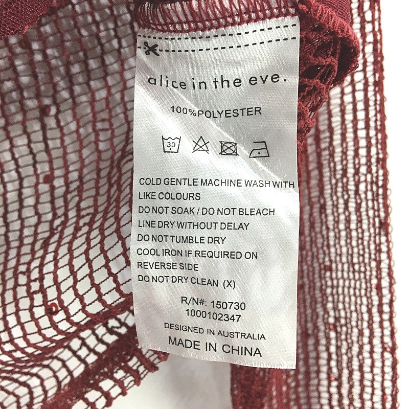 Alice in the eve Emery Shimmer Mesh Long Sleeve Red Top Ladies Size XS NEW