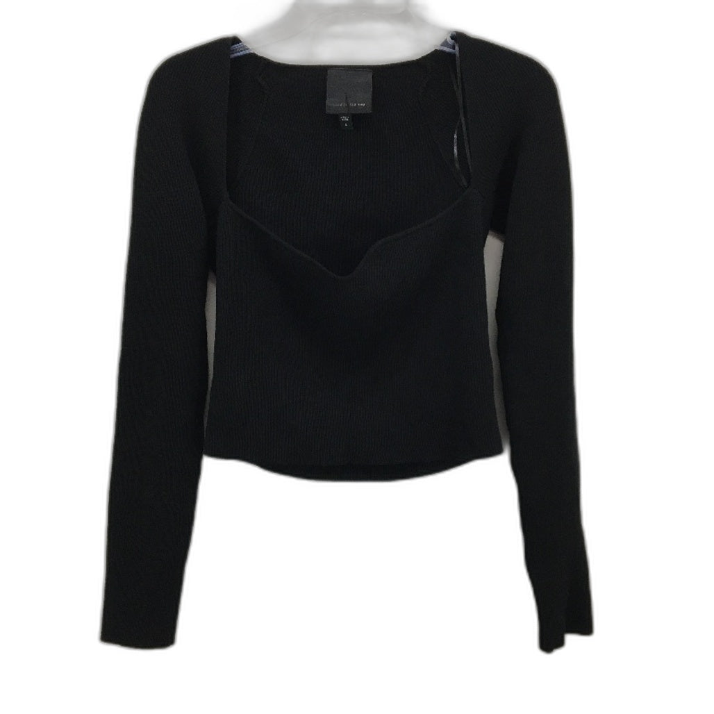 Alice in the eve Avalon Rib Knit Sweetheart Neck Black Top Ladies Size Large NEW