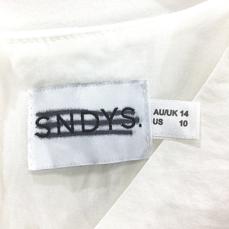 SNDYS Silk-Like Long Sleeve Crop Gathered Front White Top Ladies Size AUS 14 NEW