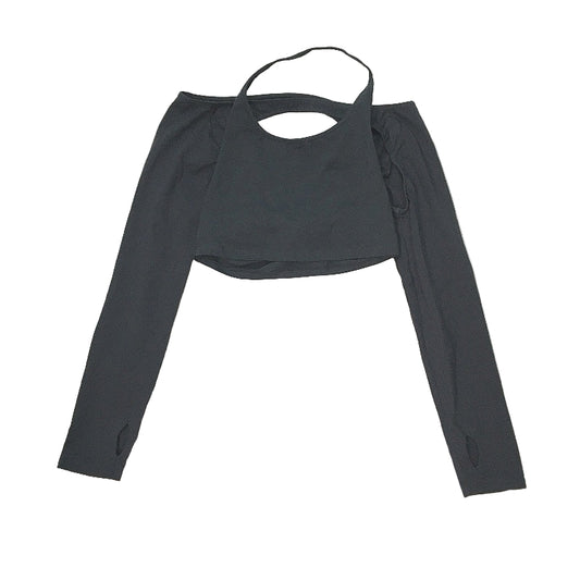 Motel Rocks Brandy Split Piece Sleeve Grey Crop Top Ladies Size Large NEW