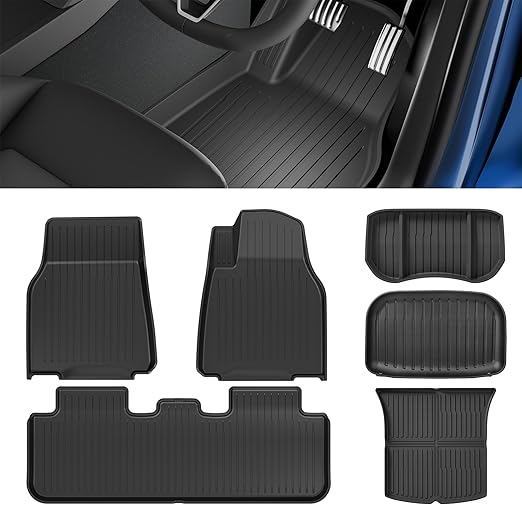 Set of 6 Tesla Model Y 2025 All Weather Protection Anti Slip Floor Mats NEW