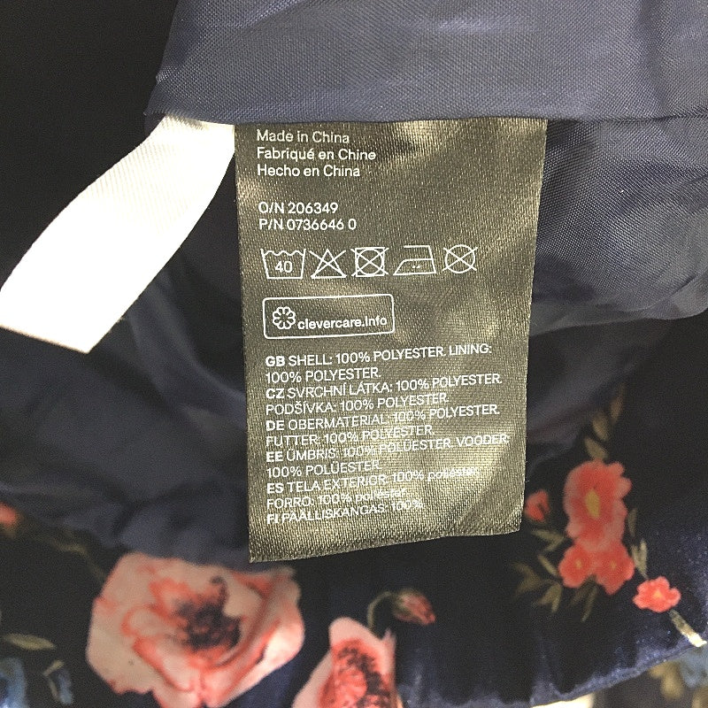 H&M Floral Print Satin Navy Bomber Style Souvenir Jacket Girls Size AU 15