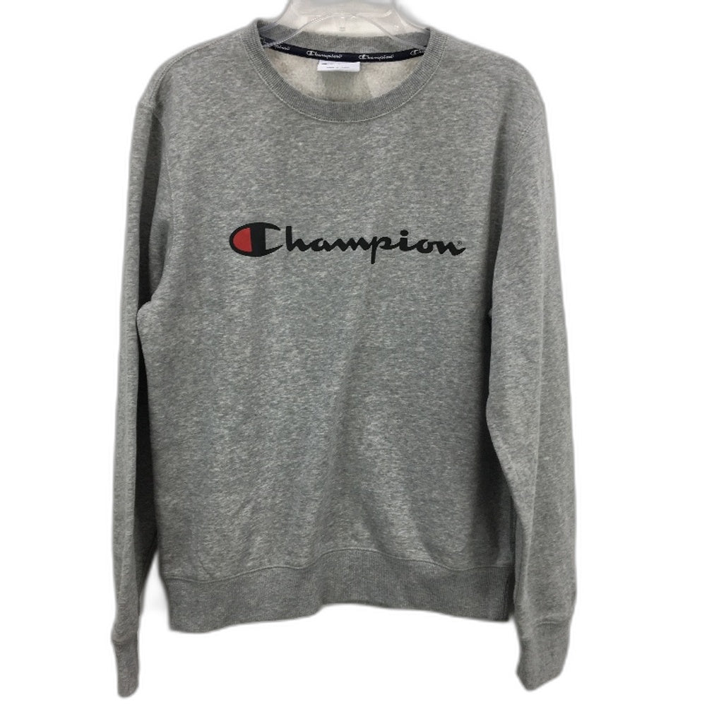 Champion Logo Print Grey Marle Fleece Sweatshirt Mens Size Small