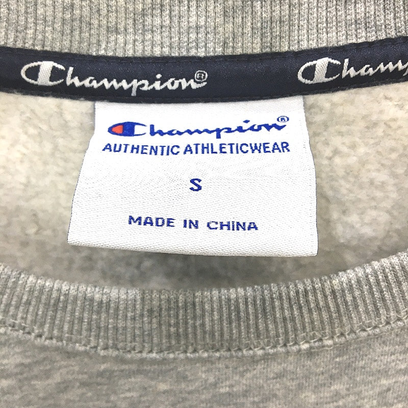 Champion Logo Print Grey Marle Fleece Sweatshirt Mens Size Small