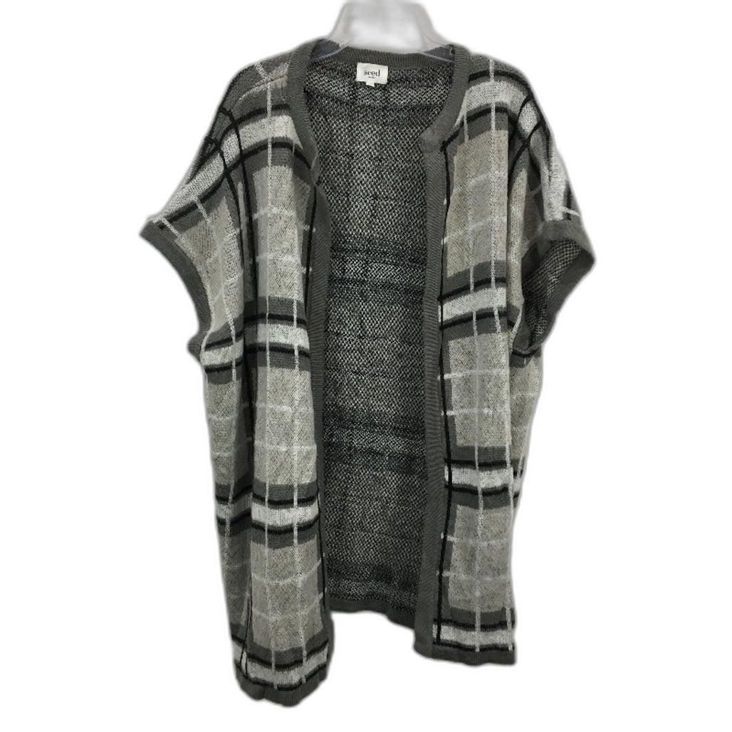Seed Heritage Checkered Grey Knitted Sleeveless Cardigan Ladies One Size