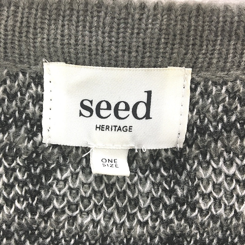 Seed Heritage Checkered Grey Knitted Sleeveless Cardigan Ladies One Size