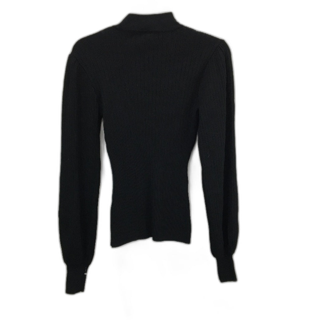 Seed Heritage Ribbed Mock Neck Blouson Sleeve Black Knit Top Ladies Size XS