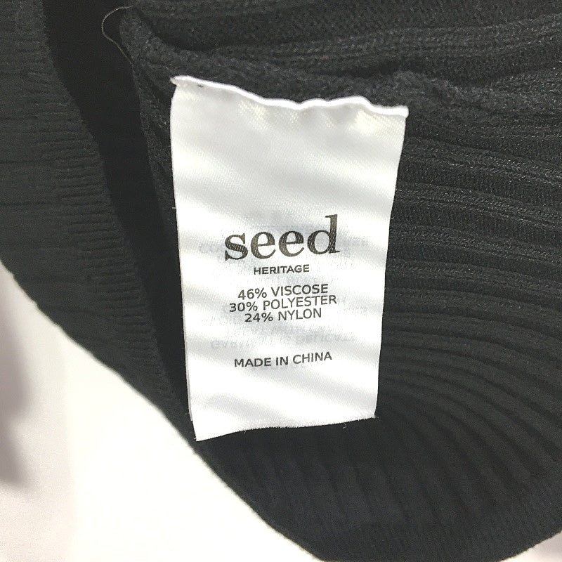 Seed Heritage Ribbed Mock Neck Blouson Sleeve Black Knit Top Ladies Size XS