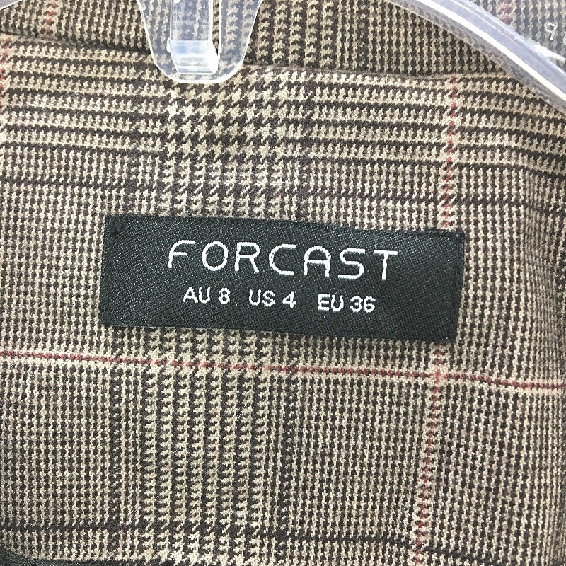 Forcast Single Breasted Mocha Brown Plaid Blazer Jacket Ladies Size AU 8