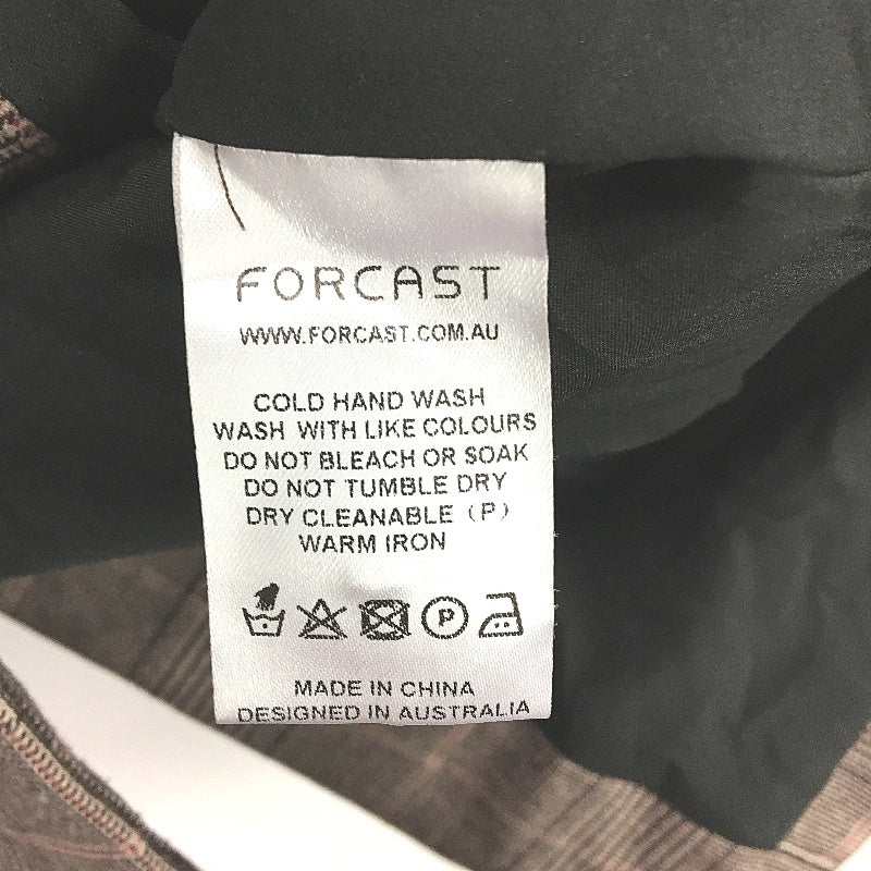 Forcast Single Breasted Mocha Brown Plaid Blazer Jacket Ladies Size AU 8