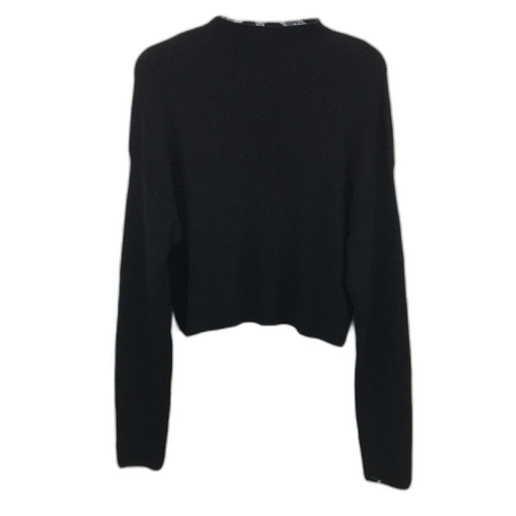 H&M Stretch Ribbed Knitted Black Jewel Neck Top Ladies Size Small