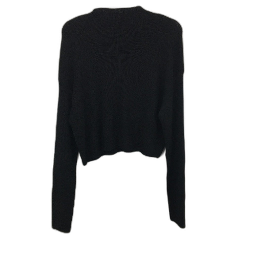 H&M Stretch Ribbed Knitted Black Jewel Neck Top Ladies Size Small