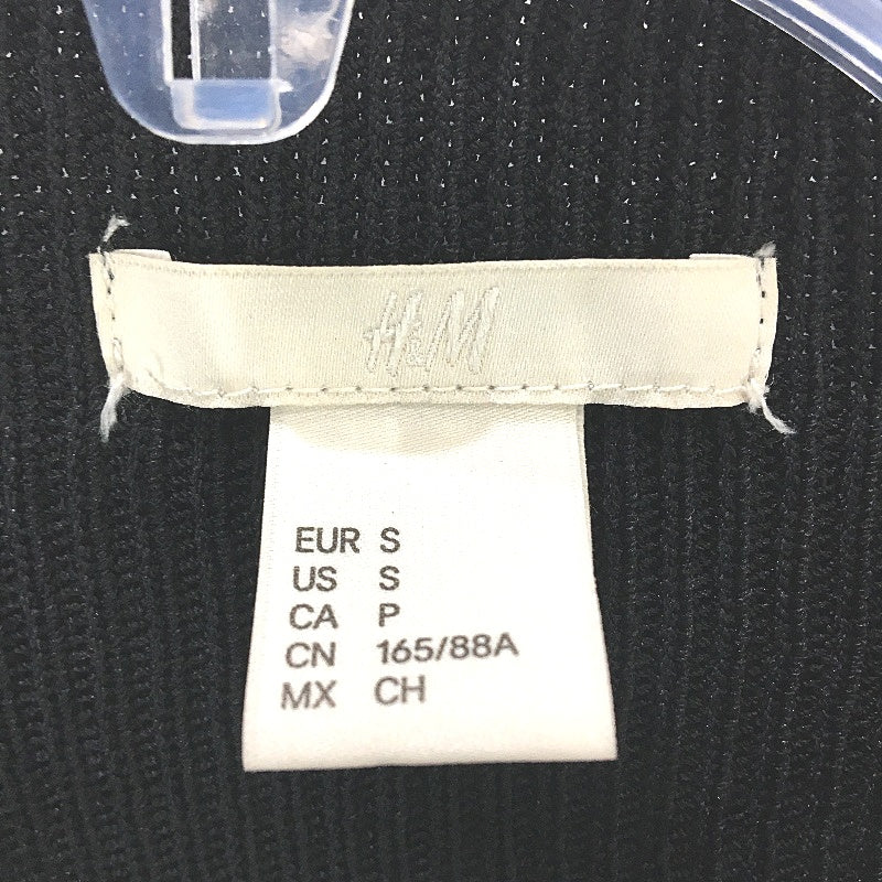 H&M Stretch Ribbed Knitted Black Jewel Neck Top Ladies Size Small