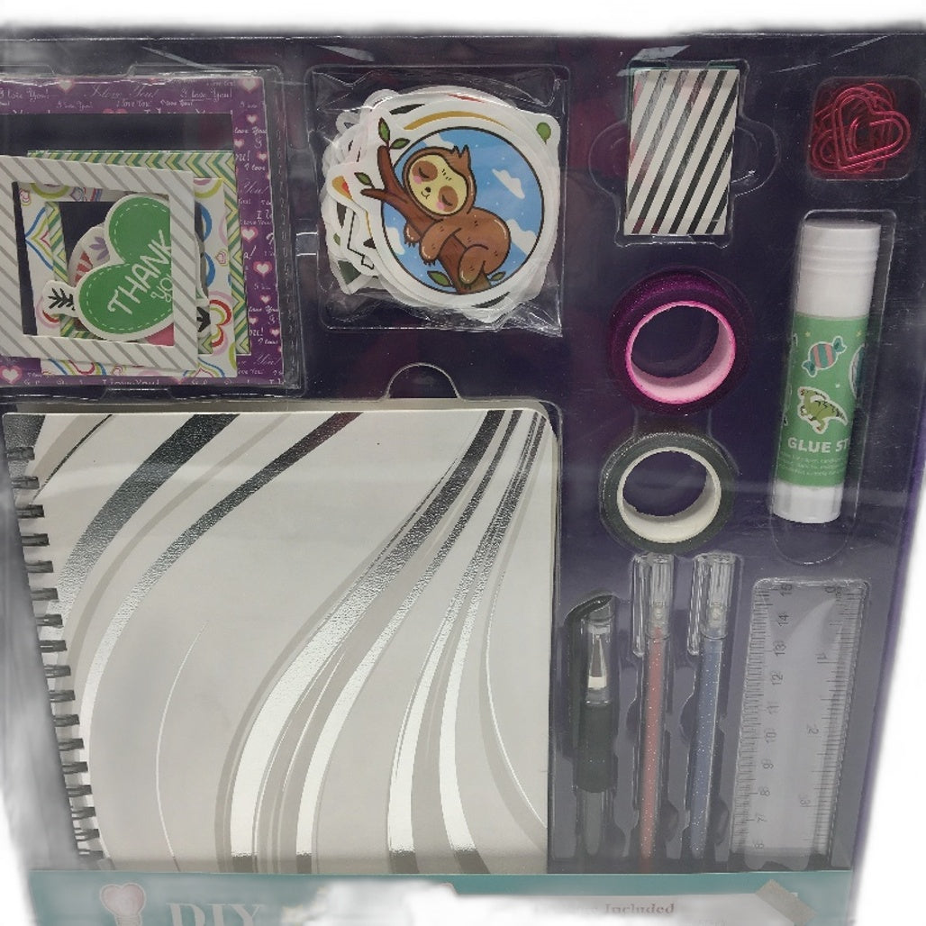 49 Piece Girls' DIY Scrapbook Journal Diary Craft Stationery Kit Ages 8+ NEW