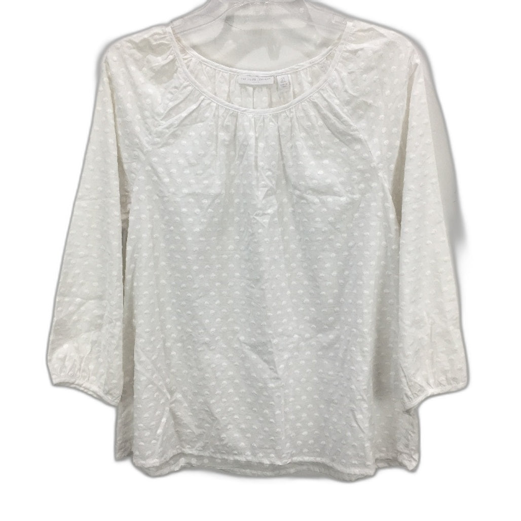The White Company Embroidered Polka Dot Semi Opaque White Blouse Ladies Size 12