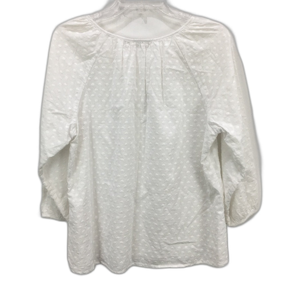 The White Company Embroidered Polka Dot Semi Opaque White Blouse Ladies Size 12