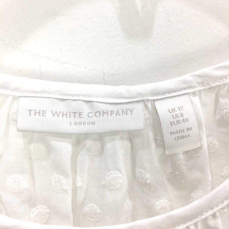 The White Company Embroidered Polka Dot Semi Opaque White Blouse Ladies Size 12