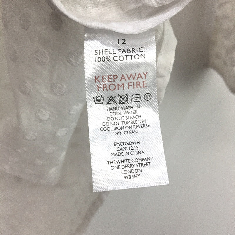 The White Company Embroidered Polka Dot Semi Opaque White Blouse Ladies Size 12