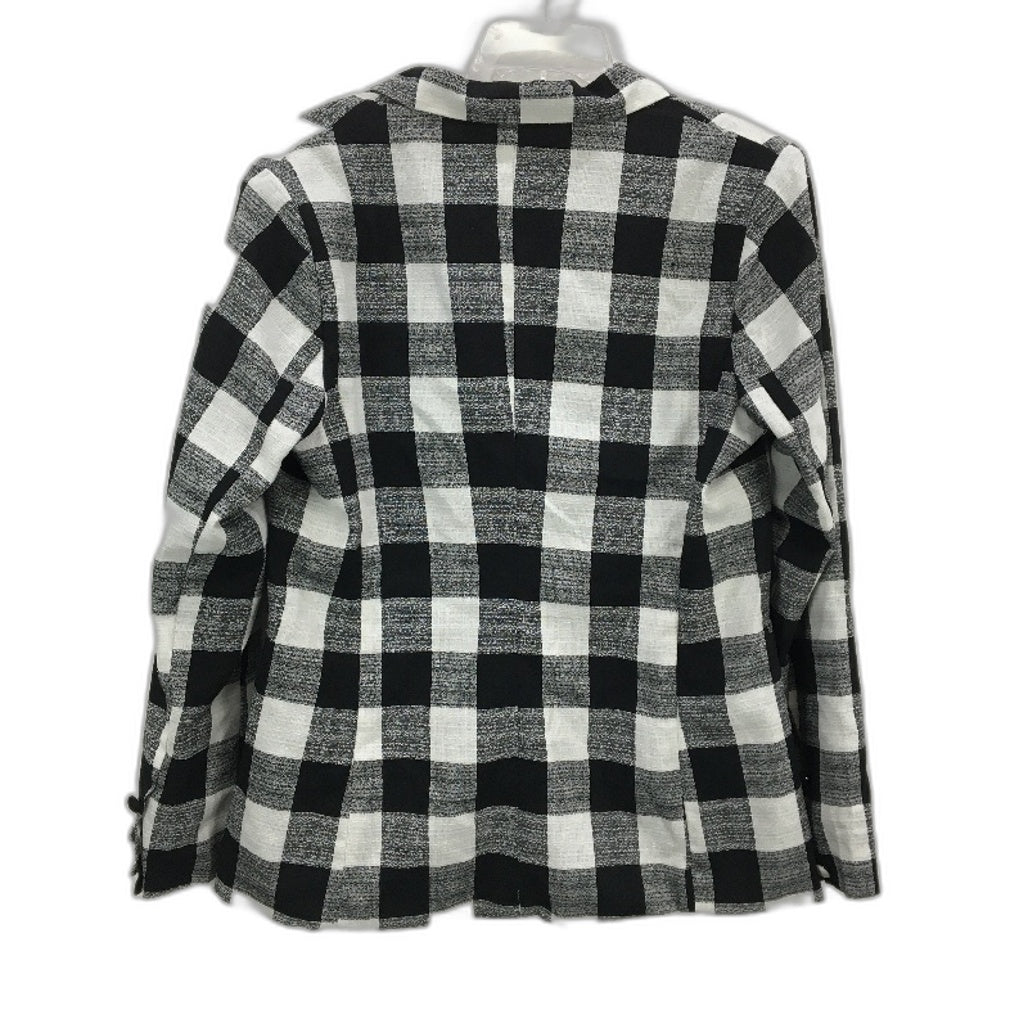 Atmos&Here Single Breasted Black White Check Linen Blend Blazer Ladies Size 16