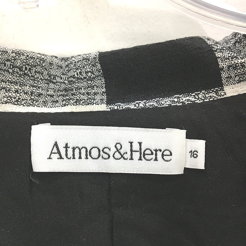 Atmos&Here Single Breasted Black White Check Linen Blend Blazer Ladies Size 16