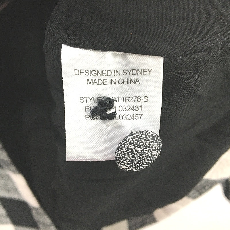 Atmos&Here Single Breasted Black White Check Linen Blend Blazer Ladies Size 16