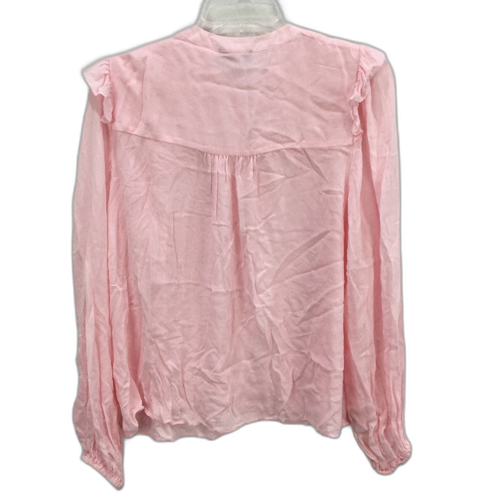 Tokito Bow Detail Ruched Shoulder Longsleeve Pink Blouse Ladies Size AU 10 NEW